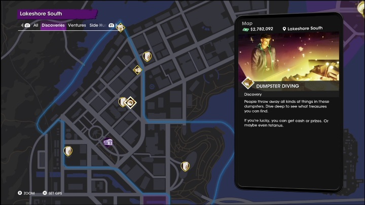 Aktywność Śmiecionurek znajduje się w północno wschodniej części dzielnicy - Saints Row 2022: Odkrycia (Południowe Lakeshore) - lista i opisy aktywności - Saints Row - poradnik do gry