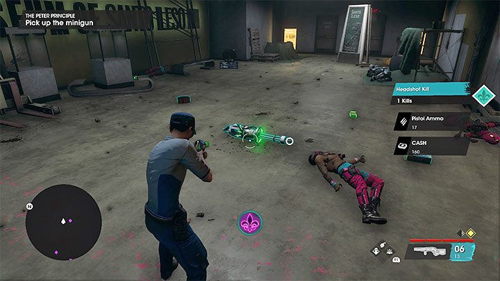 Po wygranych walkach możecie podnieść z ziemi unikalną broń - miniguna - Saints Row 2022: Zasada Petera (The Peter Principle) - solucja, opis przejścia - Saints Row - poradnik do gry