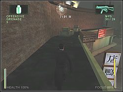 Wejdź po znajdującej się z jego lewej strony drabinie w gorę i zabierz lezącym tam granatnik - [Ghost] Chinatown - Hard Line Pursuit | Enter The Matrix - Enter The Matrix - poradnik do gry