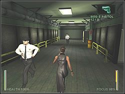 Załatw strażnika, który pojawi się na prawo i kontynuuj w lewo - [Niobe] The Post Office - Behind the Scenes | Enter The Matrix - Enter The Matrix - poradnik do gry