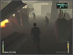 Dopiero po odbudowaniu zdrowia możesz wkroczyć do większej sali - [Ghost] The Post Office - Big Distraction | Enter The Matrix - Enter The Matrix - poradnik do gry