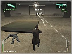 Większość z nich pobiegnie w dół sali, wiec tam się musisz udać Załatw wszystkich tak samo, jak poprzednich - [Ghost] The Airport - Terminal | Enter The Matrix - Enter The Matrix - poradnik do gry