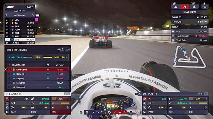 Spośród 5 dostępnych strategii najczęściej będzie korzystali z trzech - F1 Manager 2022: System odzyskiwania energii ERS - jak działa i jak używać? - F1 Manager 2022 - poradnik do gry
