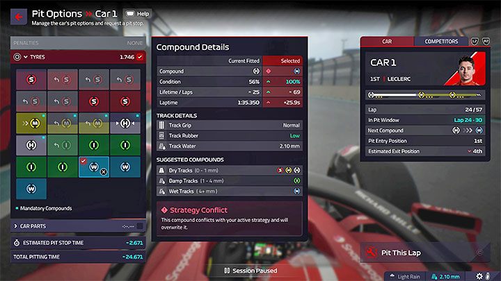 W grze znajdziecie 2 rodzaje mieszanek na złą pogodę - F1 Manager 2022: Zmiany pogody i prognoza - jak sprawdzać i jak reagować? - F1 Manager 2022 - poradnik do gry