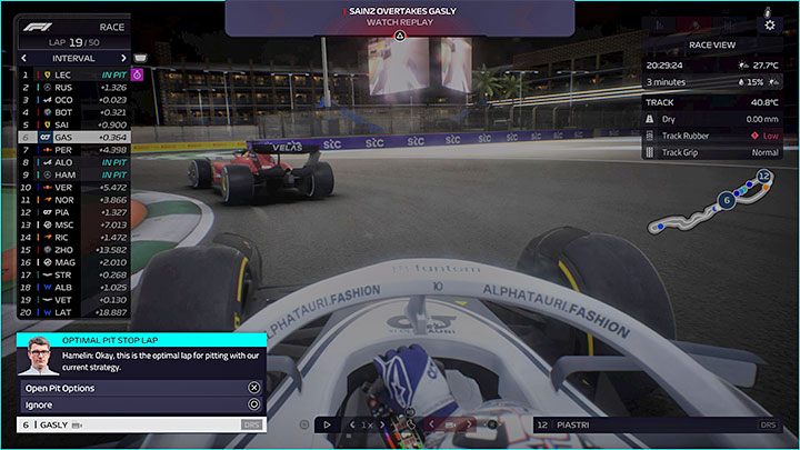 Wasi zawodnicy nie zjadą automatycznie do pitstopu nawet jeśli mają ustawioną strategię - F1 Manager 2022: Wyścig - opis, strategia, polecenia - F1 Manager 2022 - poradnik do gry