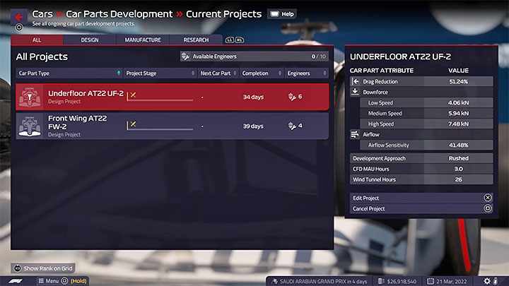 Sposób odblokowania: Zaprojektuj część samochodową - F1 Manager 2022: Trofea / Osiągnięcia - lista wszystkich, poradnik trofeowy - F1 Manager 2022 - poradnik do gry