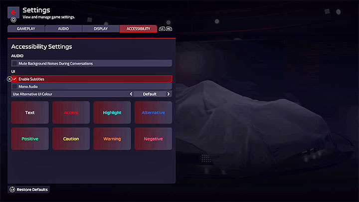 Menu ułatwień dostępu (Accessibility) znajdziecie w ostatniej zakładce opcji gry - F1 Manager 2022: Ułatwienia dostępu - F1 Manager 2022 - poradnik do gry