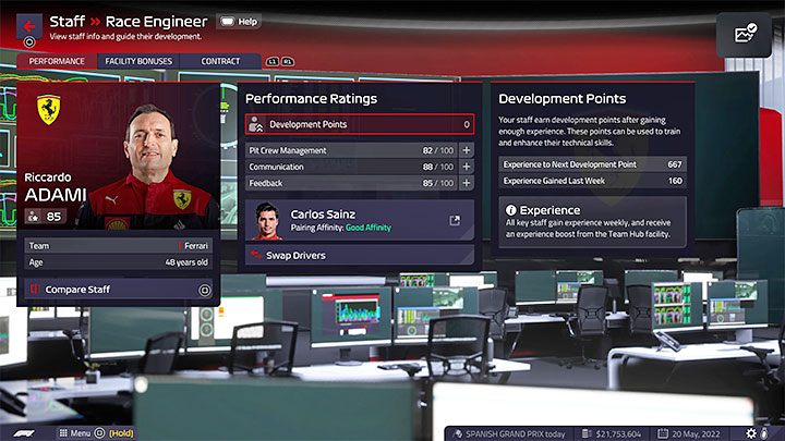 Każdy z Waszych kierowców ma swojego osobistego inżyniera wyścigowego (Race Engineer), tzn - F1 Manager 2022: Najlepsze obiekty (Facilities) i personel (Staff) - F1 Manager 2022 - poradnik do gry