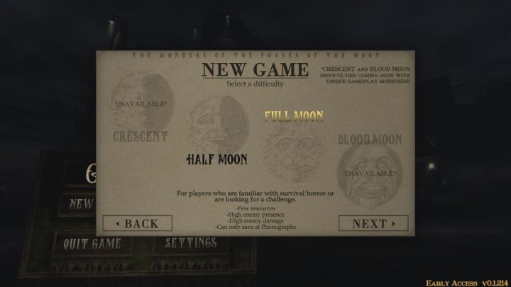 Gra Gloomwood docelowo ma zaoferować 4 poziomy trudności - Crescent, Half Moon, Full Moon oraz Blood Moon - Gloomwood: Poziomy trudności - lista, modyfikatory - Gloomwood - poradnik do gry