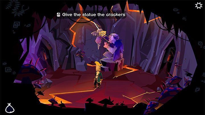 Rozwiązanie zagadki polega na wybieraniu odpowiednich przedmiotów z inwentarza, by uzupełniały dany posąg małpy - Return to Monkey Island: Odnalezienie LeChucka (Find LeChuck) w części 5 - solucja, opis przejścia - Return to Monkey Island - poradnik do gry