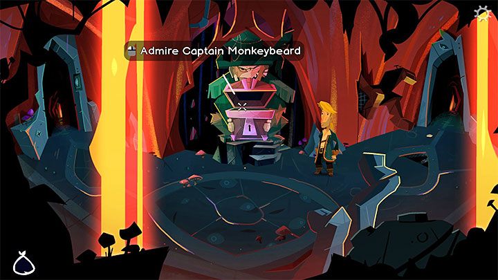 W dużej skrzyni Captain Monkeybeard z powyższego obrazka umieśćcie 3 monety - Return to Monkey Island: Odnalezienie LeChucka (Find LeChuck) w części 5 - solucja, opis przejścia - Return to Monkey Island - poradnik do gry