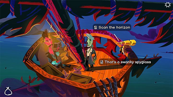 Po znalezieniu się na górze skorzystajcie z lunety (Spyglass), by zacząć rozglądać się po okolicy - Return to Monkey Island: Dopłynięcie do Małpiej Wyspy (Sail to Monkey Island) - solucja, opis przejścia - Return to Monkey Island - poradnik do gry