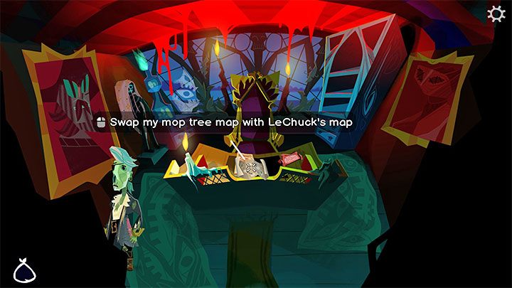 Na stole leży dokument, przy czym nie możecie go ukraść, tylko podmienić na inny - Return to Monkey Island: Dopłynięcie do Małpiej Wyspy (Sail to Monkey Island) - solucja, opis przejścia - Return to Monkey Island - poradnik do gry