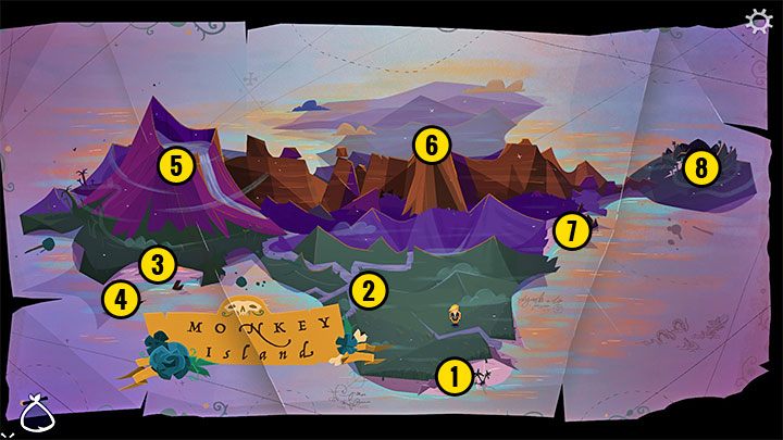 Na plaży znajduje się przejście na główną mapę wyspy i analogicznie do Melee Island możecie wybierać z niej interaktywne obszary - Return to Monkey Island: Znalezienie Sekretu z mapy (Follow LeChucks map to the Secret) - solucja, opis przejścia - Return to Monkey Island - poradnik do gry