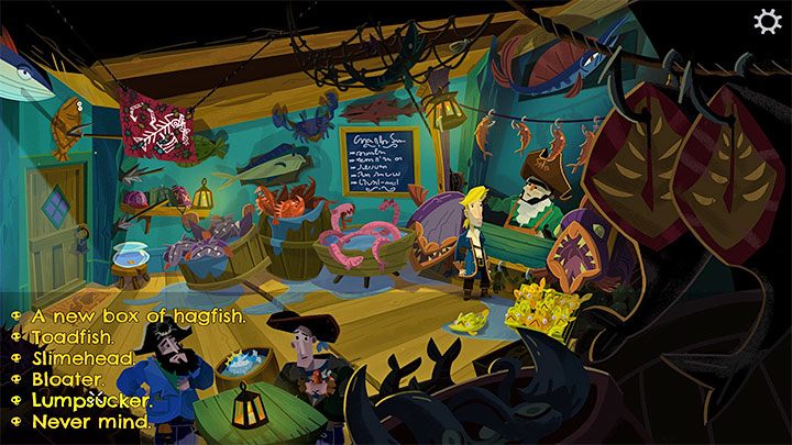 Powróćcie na Melee Island, udajcie się do sekcji High Street i odwiedźcie sklep z pamiątkami Cods Wallop - Return to Monkey Island: Złoty klucz Brrr Muda Island (Brrr Muda Island Golden Key) - solucja, opis przejścia - Return to Monkey Island - poradnik do gry