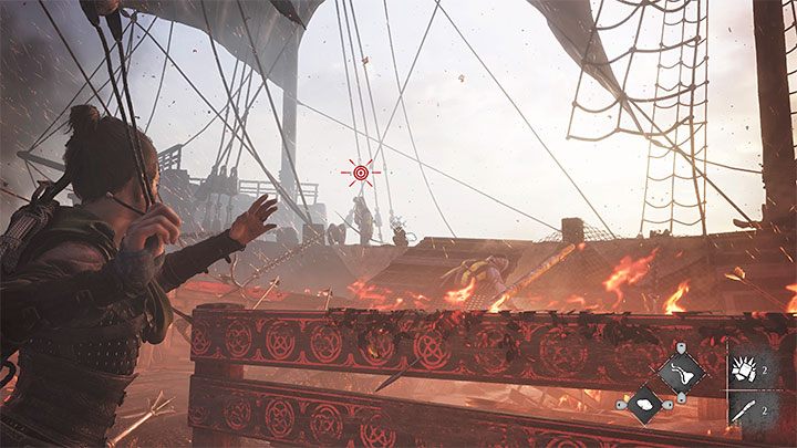 Wypatrujcie łuczników i wrogów z włóczniami i chowajcie się za zasłonami - Plague Tale Requiem: Zgubienie statku Hrabiego (Get away from the Counts ship) - solucja, opis przejścia - A Plague Tale Requiem - poradnik do gry