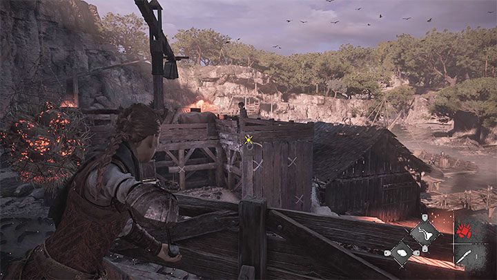 Przygotujcie procę i trafcie w zaczep obok Lucasa żeby odblokować mu dalsze przejście - Plague Tale Requiem: Znalezienie drogi do łodzi (Find a way to reach the boat) - solucja, opis przejścia - A Plague Tale Requiem - poradnik do gry