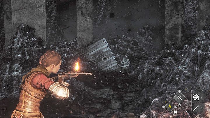 Musicie przejść przez dolny obszar i zacznijcie od użycia Ignifera do rozpalenia ogniska - Plague Tale Requiem: Otwarcie bramy (Open the gate) - solucja, opis przejścia - A Plague Tale Requiem - poradnik do gry