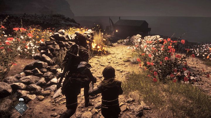 W kolejnym obszarze podpalcie siano i przebiegnijcie dalej, zanim przestanie się ono palić - Plague Tale Requiem: Dotarcie do ruin (Reach the ruins at the centre of the island) - solucja, opis przejścia - A Plague Tale Requiem - poradnik do gry
