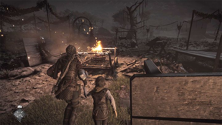 Wóz na kołkach ruszy i pobiegnijcie za nim, by znajdować się cały czas w zasięgu generowanego przez niego źródła światła - Plague Tale Requiem: Dotarcie do ruin (Reach the ruins at the centre of the island) - solucja, opis przejścia - A Plague Tale Requiem - poradnik do gry