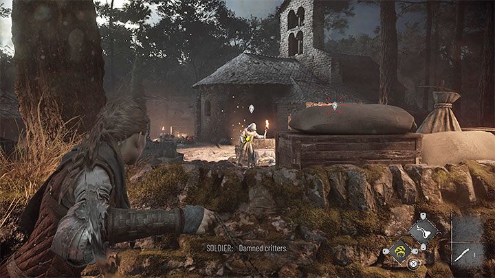 Dotrzecie w pobliże opuszczonego kościoła i okolicę tę patrolują nowi przeciwnicy - Plague Tale Requiem: Uratowanie Lucasa (Find and rescue Lucas) - solucja, opis przejścia - A Plague Tale Requiem - poradnik do gry