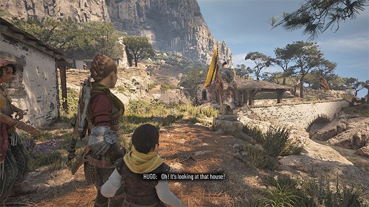 Trzeci posąg znajduje się niedaleko mostu i jest zwrócony w stronę domu - Plague Tale Requiem: Eksploracja wyspy (Explore the island) - solucja, opis przejścia - A Plague Tale Requiem - poradnik do gry