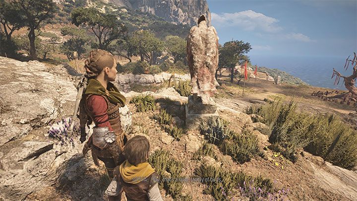 Szósty posąg jest na wzgórzu i jest zwrócony w stronę drzew - Plague Tale Requiem: Eksploracja wyspy (Explore the island) - solucja, opis przejścia - A Plague Tale Requiem - poradnik do gry