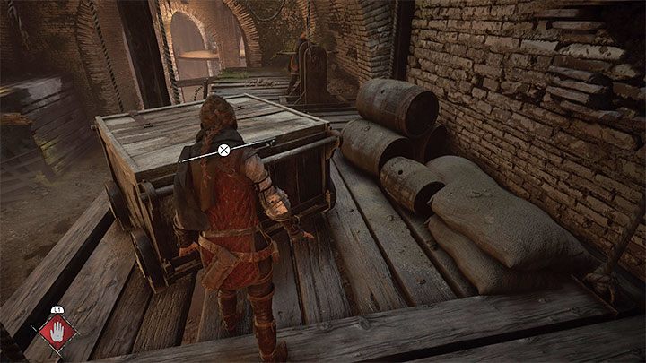 Poczekajcie na podniesienie platformy i przejdźcie po niej na sąsiednią półkę - Plague Tale Requiem: Wydostanie się z podziemi areny (Exit the arenas underground) - solucja, opis przejścia - A Plague Tale Requiem - poradnik do gry