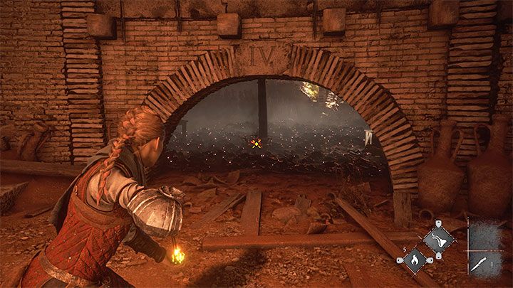 Musicie teraz zbadać kolejne boczne pomieszczenia żeby dotrzeć do 2 nowych obrotowych mechanizmów - Plague Tale Requiem: Wydostanie się z podziemi areny (Exit the arenas underground) - solucja, opis przejścia - A Plague Tale Requiem - poradnik do gry