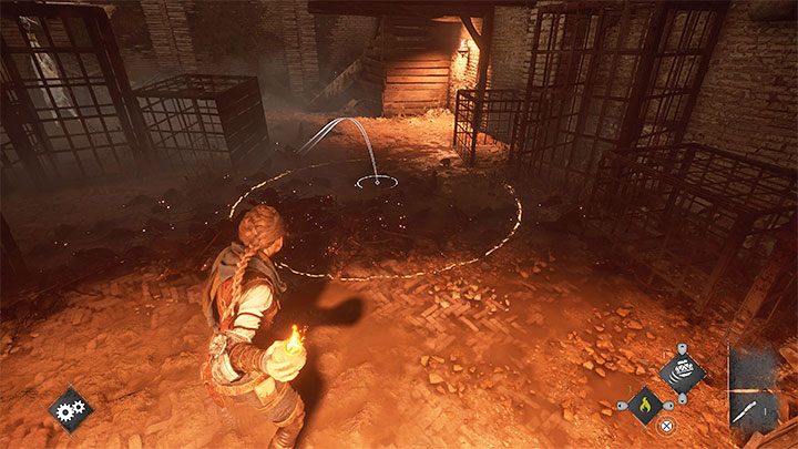 Użyjcie kolejnego Ignifera na oddalonej lampie oraz naczynia Ignifer na podłożu (powyższy obrazek) - Plague Tale Requiem: Wydostanie się z podziemi areny (Exit the arenas underground) - solucja, opis przejścia - A Plague Tale Requiem - poradnik do gry