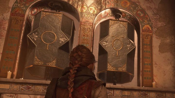 Powyższy obrazek pokazuje prawidłowe prawe symbole - Plague Tale Requiem: Wydostanie się z podziemi areny (Exit the arenas underground) - solucja, opis przejścia - A Plague Tale Requiem - poradnik do gry