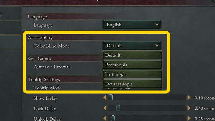 Zakładkę z Ułatwieniami dostępu (Accesibility) znajdziecie w sekcji Gra (Game) - Victoria 3: Ułatwienia dostępu - Victoria 3 - poradnik do gry