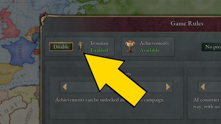W przypadku Trybu swobodnego lub pozostałych modułów zabawy, ale z dowolnie wybranym państwem (nie rekomendowanym), opcję Ironman Mode włączycie z poziomu zakładki Zasady gry (Game Rules) - Victoria 3: Ironman Mode - Victoria 3 - poradnik do gry