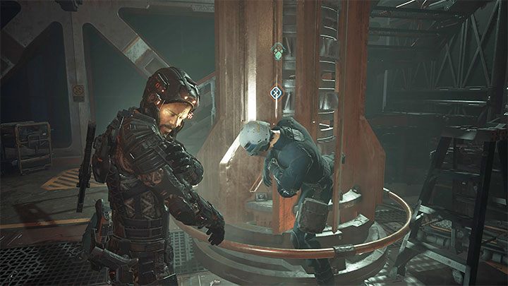 Możecie najpierw pozbierać loot z okolicy lub od razu dotrzeć do uwięzionego martwego strażnika z obrazka - Callisto Protocol: Rozdział 4: Zagubiony (Lost) - solucja, opis przejścia - The Callisto Protocol - poradnik do gry