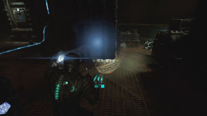 Dwa pozostałe ogniwa sa w okolicy i do jednego z nich dotrzecie usuwając skrzynie z użyciem kinezy - Dead Space Remake: Agonia (Dead Space) - Dead Space Remake - poradnik do gry