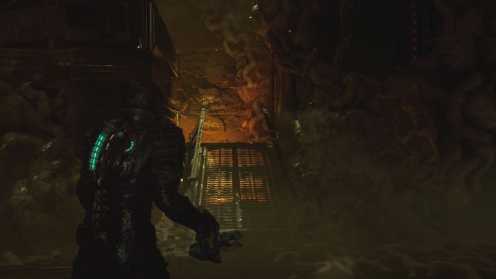 W nowym pomieszczeniu szyny są zablokowane przez wicie, których trzeba się pozbyć - Dead Space Remake: Agonia (Dead Space) - Dead Space Remake - poradnik do gry