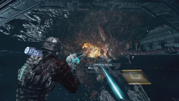 Celujcie w pomarańczowe fragmenty bossa - musicie najpierw zniszczyć zewnętrzną powłokę i dopiero wtedy możliwe stanie się trafianie w fragment ciała Lewiatana - Dead Space Remake: Jak pokonać Pozostałośc Lewiatana (Leviathan Remnant)? - Dead Space Remake - poradnik do gry
