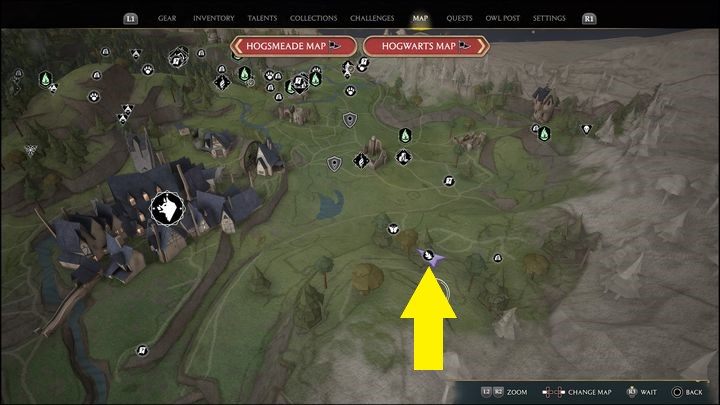 Link do mapy: Merlin Trial - Hogsmeade Valley #5 - Hogwarts Legacy: Dolina Hogsmeade - wszystkie Łamigłówki Merlina - Hogwarts Legacy - poradnik do gry