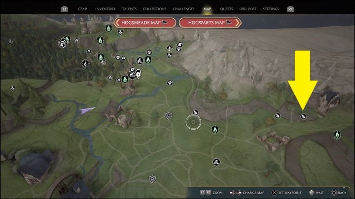 Link do mapy: Merlin Trial - Hogsmeade Valley #4 - Hogwarts Legacy: Dolina Hogsmeade - wszystkie Łamigłówki Merlina - Hogwarts Legacy - poradnik do gry