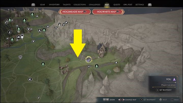 Link do mapy: Merlin Trial - Hogsmeade Valley #3 - Hogwarts Legacy: Dolina Hogsmeade - wszystkie Łamigłówki Merlina - Hogwarts Legacy - poradnik do gry