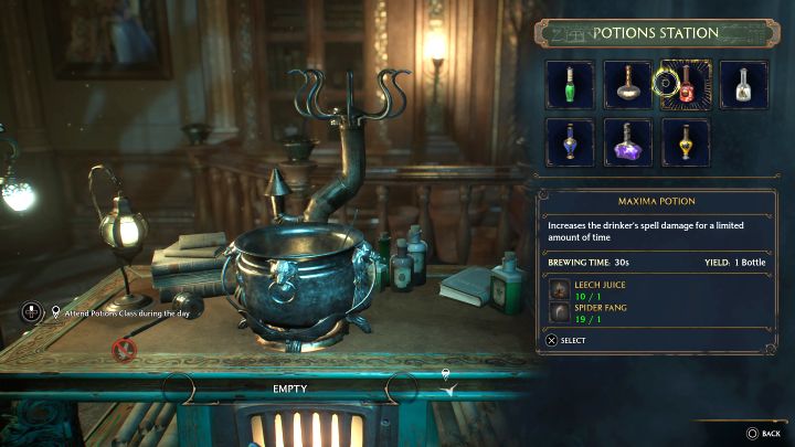 Z przepisami powróćcie do Pokoju Życzeń i skorzystajcie ze stanowiska do eliksirów (Potions Station) - Hogwarts Legacy: Zadanie Profesora Sharpa 1 (Professor Sharps Assignment 1) - Hogwarts Legacy - poradnik do gry