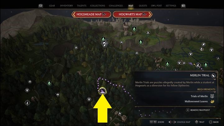 Link do mapy: Merlin Trial - Forbidden Forest #2 - Hogwarts Legacy: Zakazany Las - wszystkie Łamigłówki Merlina - Hogwarts Legacy - poradnik do gry