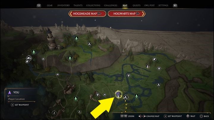 Link do mapy: Merlin Trial - North Ford Bog #4 - Hogwarts Legacy: Torfowiska Północnej Przeprawy - wszystkie Łamigłówki Merlina - Hogwarts Legacy - poradnik do gry