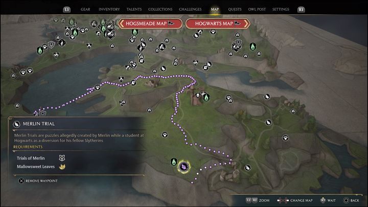 Link do mapy: Merlin Trial - Clagmar Coast #5 - Hogwarts Legacy: Wybrzeże Clagmar - wszystkie Łamigłówki Merlina - Hogwarts Legacy - poradnik do gry