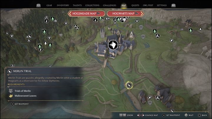 Link do mapy: Merlin Trial - South Hogwarts Region #1 - Hogwarts Legacy: Południowy Rejon Hogwartu - wszystkie Łamigłówki Merlina - Hogwarts Legacy - poradnik do gry