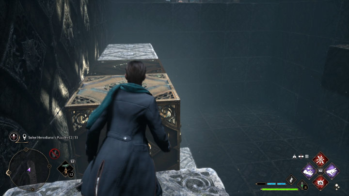 Przeskoczcie nad przepaścią, przejdźcie na nieruchomy element i zresetujcie puzzle - Hogwarts Legacy: Sala Herodiany (The Hall of Herodiana) - Hogwarts Legacy - poradnik do gry