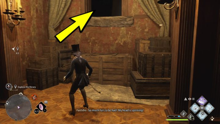 Idźcie na przód i poczekajcie, aż w otworze pojawi się przejście do następnego pokoju - Hogwarts Legacy: Jak zbadać bibliotekę w queście Pilnowanie swojego nosa (Minding Your Own Business)? - Hogwarts Legacy - poradnik do gry
