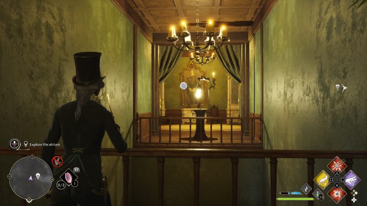 Na środku pokoju znajdziecie kolejny stojak - Hogwarts Legacy: Jak zbadać Atrium w queście Pilnowanie swojego nosa (Minding Your Own Business)? - Hogwarts Legacy - poradnik do gry