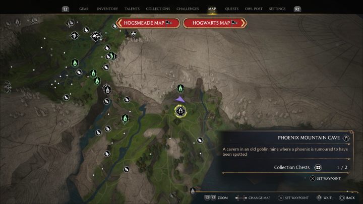 2 skrzynie są w Górnej Jaskini Feniksa (Phoenix Mountain Cave) - Hogwarts Legacy: Skrzynie skarbów Wybrzeże Kłusowników (Poidsear Coast) - Hogwarts Legacy - poradnik do gry