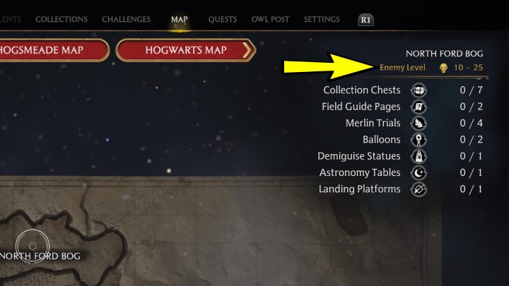 Zawsze sprawdzajcie poziom misji oraz lokacji, do której chcecie się wybrać, aby uniknąć zbyt dużego wyzwania - Hogwarts Legacy: Porady na start - Hogwarts Legacy - poradnik do gry